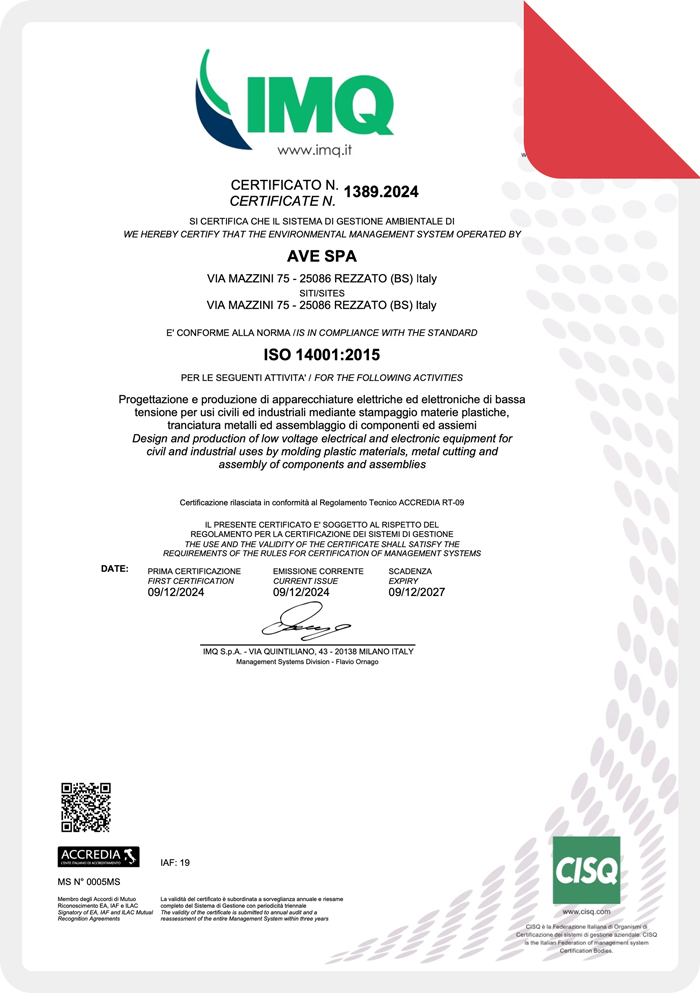 Ave Certificazione 14001 2024